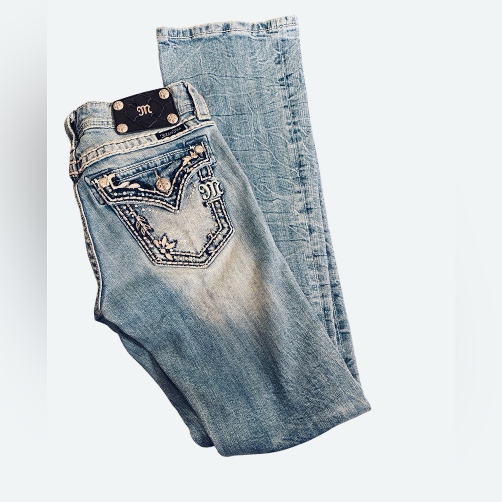 Miss Me Y2K Jeans Low Rise Bootcut Embellished Pockets Western Rodeo Cowgirl